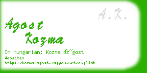 agost kozma business card